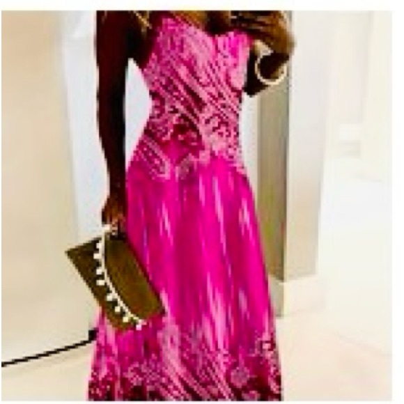 Dresses & Skirts - Elegant Sexy Pink Patterned Maxi Dress. Size L. NWT.